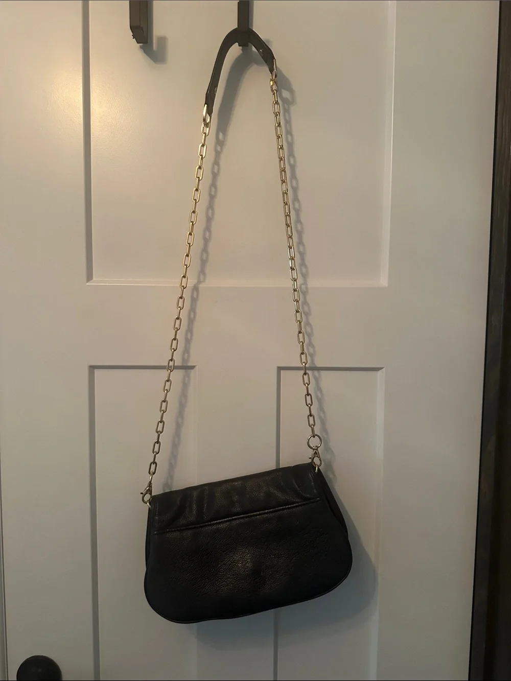 Tory Burch Black Shoulder Bag with Gold Chain and Logo